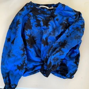 Alice + Olivia blue and black tye dye sweatshirt